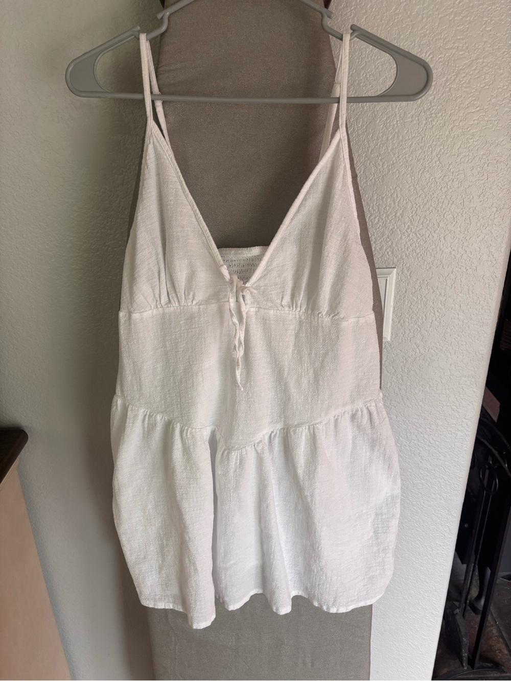 White Tiered Spaghetti Strap Mini Dress